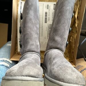 Gray Suede Button Boots